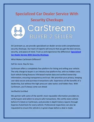 specialized car dealer service with security