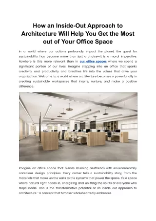 How an Inside-Out Approach to Architecture Will Help You Get the Most out of Your Office Space