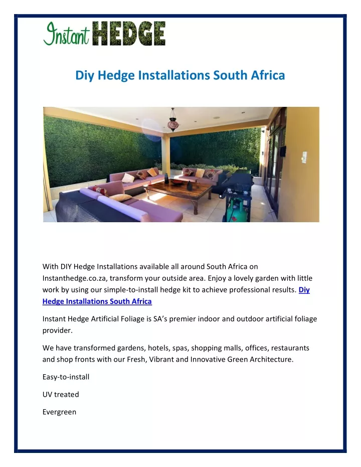 diy hedge installations south africa
