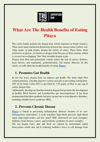 What Are The Health Benefits of Eating Pitaya