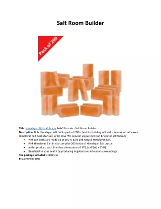 Himalayan Pink salt bricks 8x4x2 for sale - Salt Room Builder
