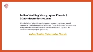 Indian Wedding Videographer Phoenix  Minavideoproduction.com