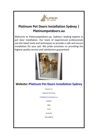 Platinum Pet Doors Installation Sydney  Platinumpetdoors.au