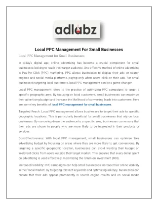 Local PPC Management - Ad Labz