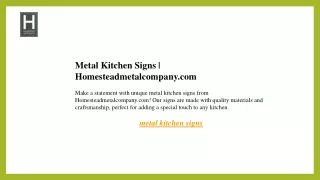 Metal Kitchen Signs  Homesteadmetalcompany.com