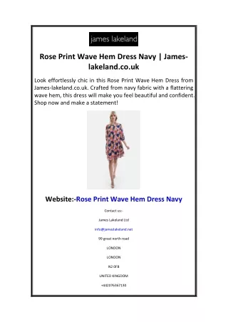 Rose Print Wave Hem Dress Navy  James-lakeland.co.uk