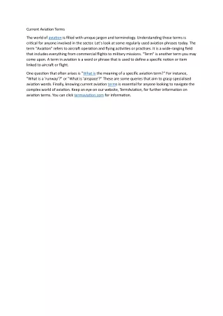current aviation terms