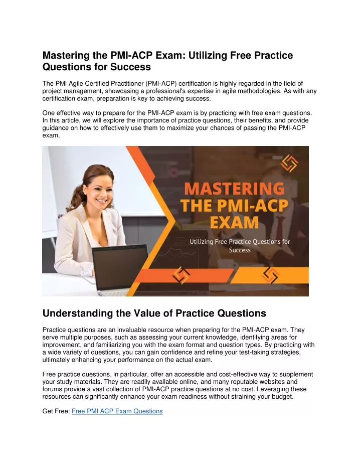 mastering the pmi acp exam utilizing free