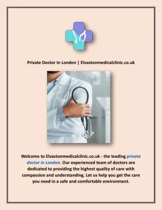 Private Doctor In London