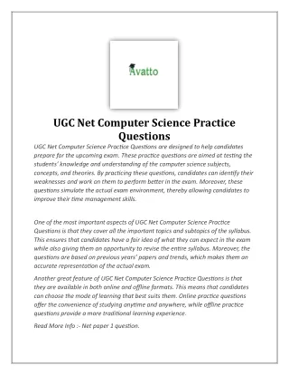 Computer Questions Answer - GATE-UGC NET |Avatto