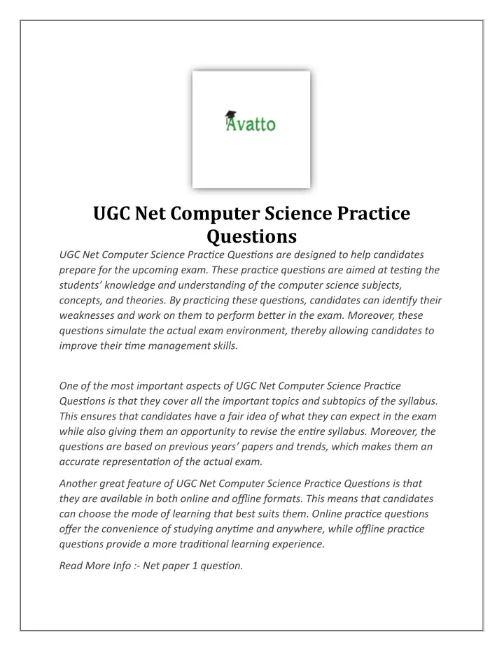 ugc net computer science practice questions