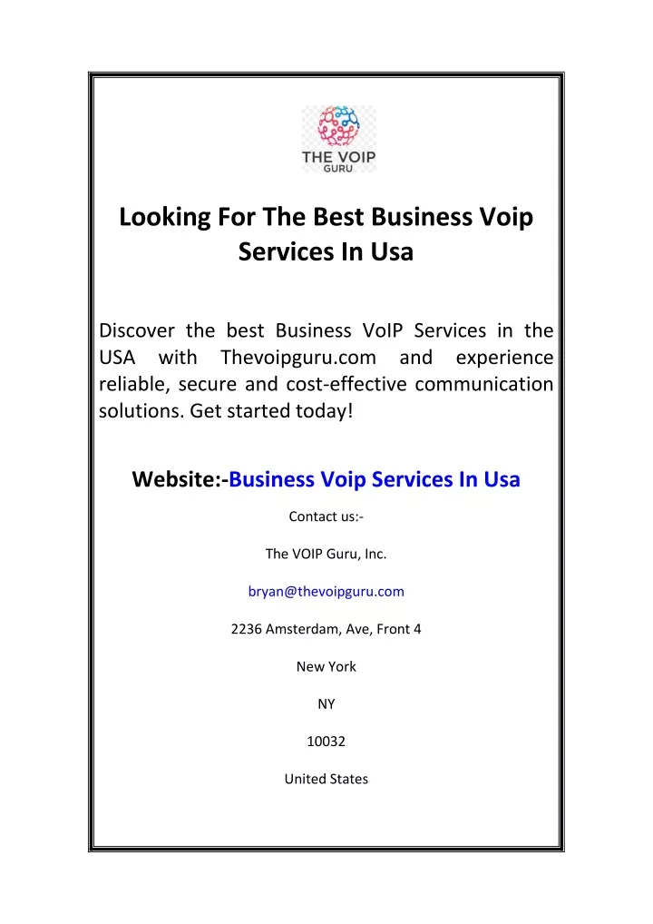 looking for the best business voip services in usa