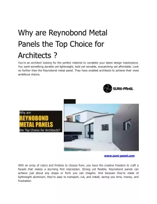 Why are Reynobond Metal Panels the Top Choice for Architects
