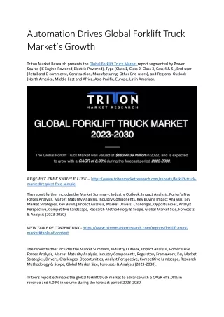 Global Forklift Truck Market Trends | Global Opportunities