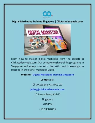 Digital Marketing Training Singapore  Clickacademyasia