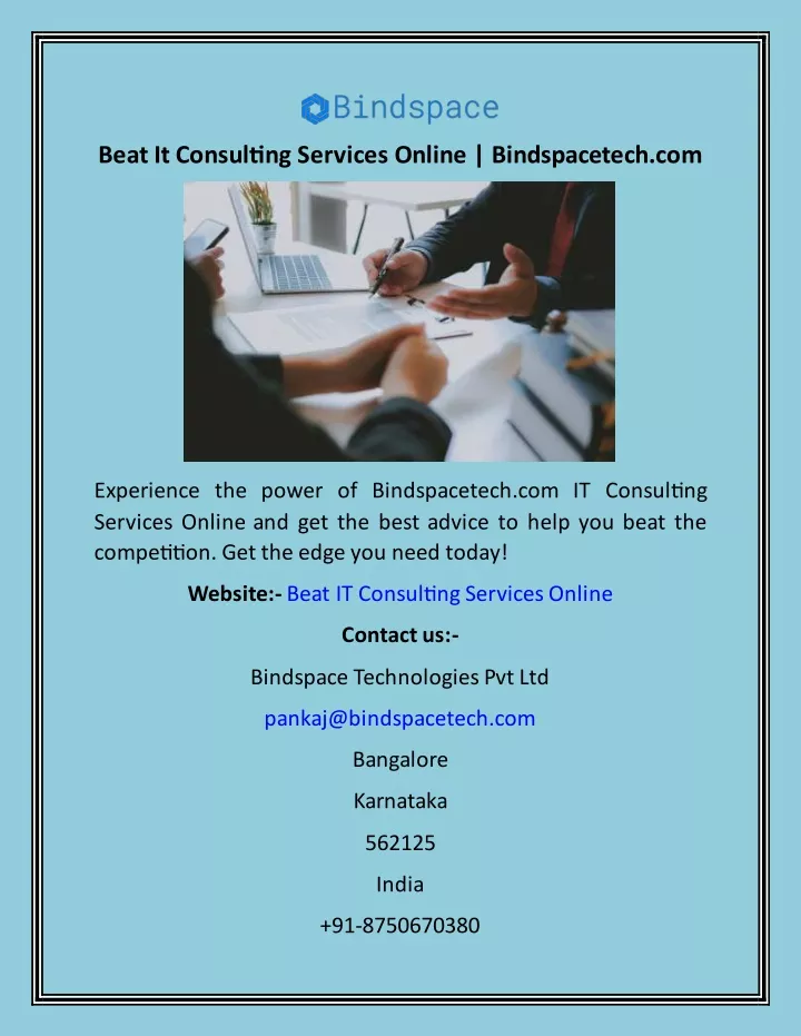 beat it consulting services online bindspacetech