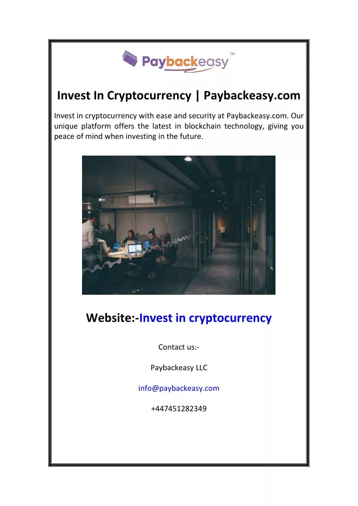 invest in cryptocurrency paybackeasy com