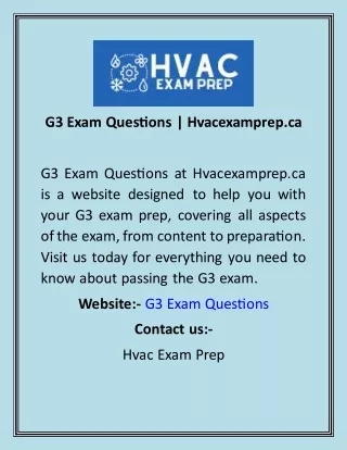 G3 Exam Questions  Hvacexamprep.ca