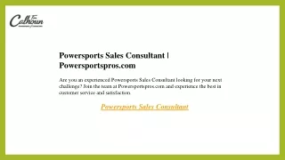 Powersports Sales Consultant  Powersportspros.com