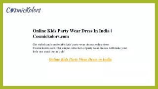 Online Kids Party Wear Dress In India  Cosmickolors.com