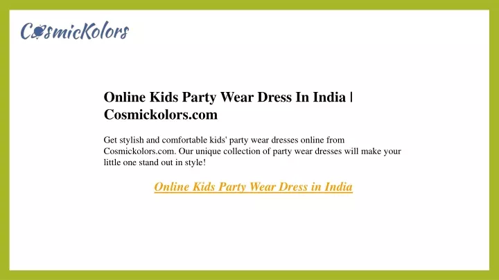 online kids party wear dress in india