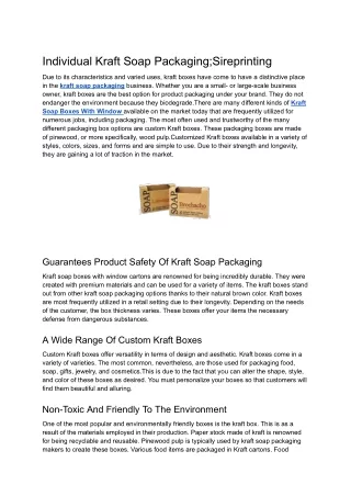 Individual Kraft Soap Packaging;Sireprinting