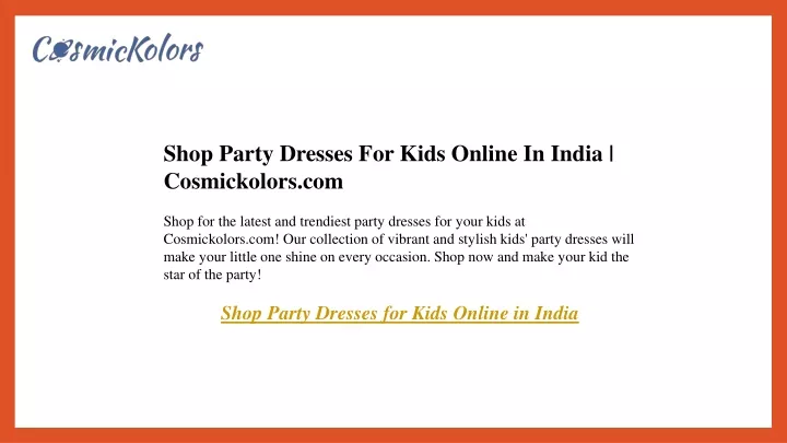 shop party dresses for kids online in india