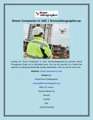 Drone Companies in UAE  Dronevideographer.ae
