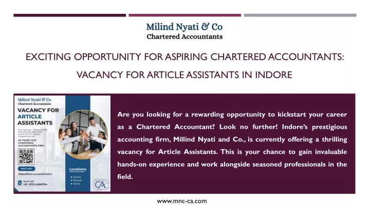 exciting opportunity for aspiring chartered