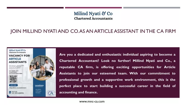 join millind nyatiand co as an article assistant