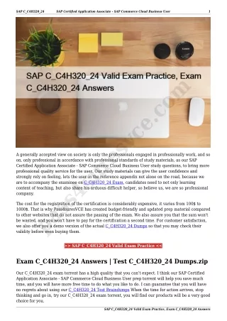 SAP C_C4H320_24 Valid Exam Practice, Exam C_C4H320_24 Answers