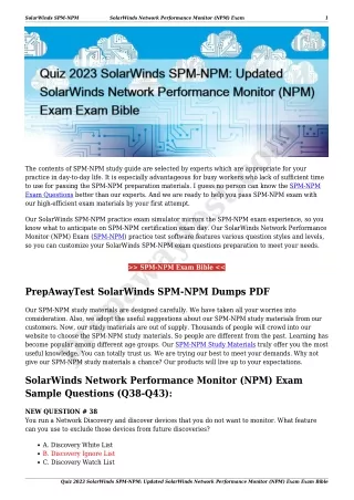 Quiz 2023 SolarWinds SPM-NPM: Updated SolarWinds Network Performance Monitor (NPM) Exam Exam Bible