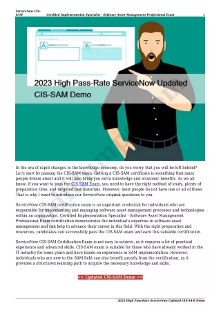 2023 High Pass-Rate ServiceNow Updated CIS-SAM Demo