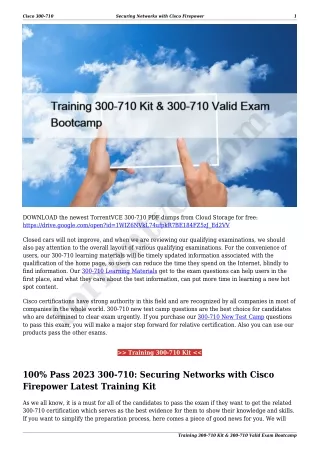 Training 300-710 Kit & 300-710 Valid Exam Bootcamp