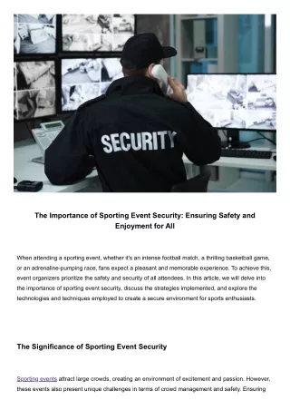 the importance of sporting event security