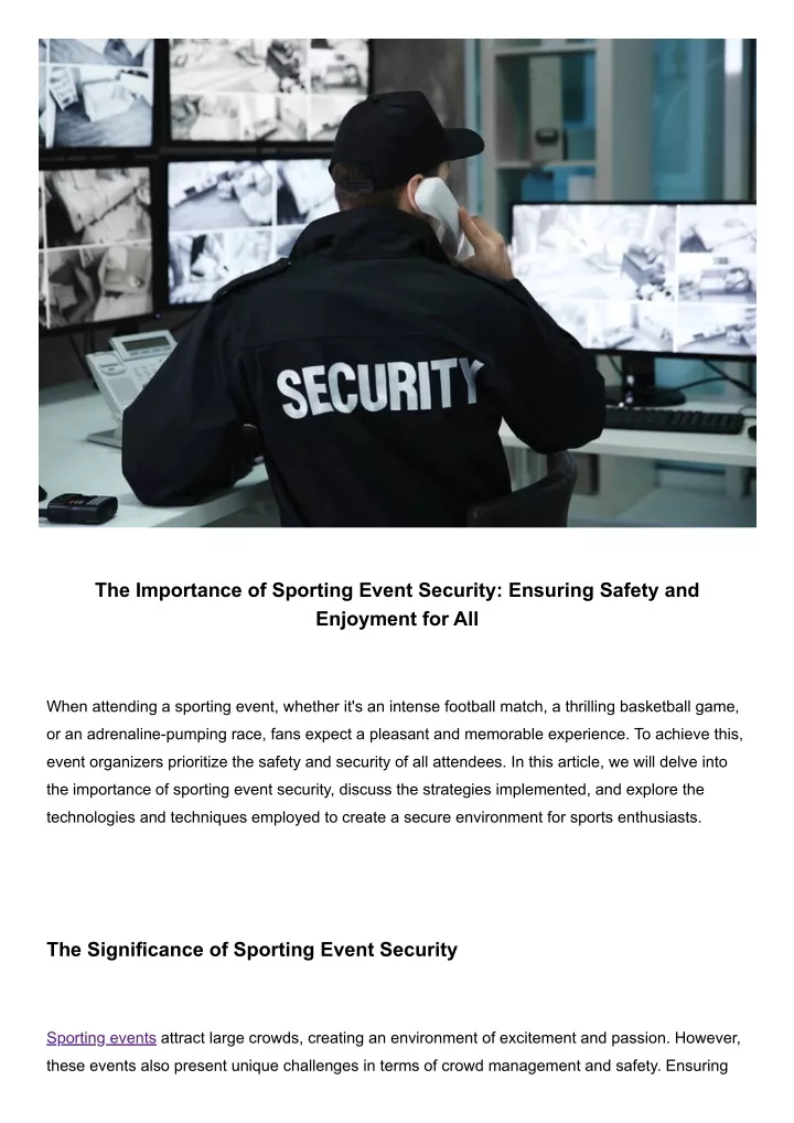 the importance of sporting event security