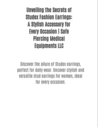 Unveiling the Secrets of Studex Fashion Earrings: A Stylish Accessory for Every Occasion | Safe Piercing Medical Equipme