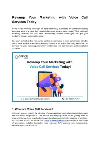 Revamp Your Marketing with Voice Call Services Today