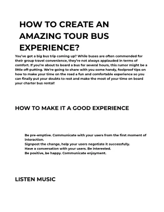 HOW TO CREATE AN AMAZING TOUR BUS EXPERIENCE