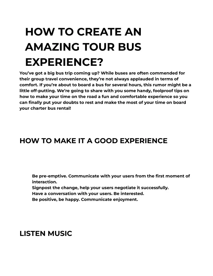 how to create an amazing tour bus experience