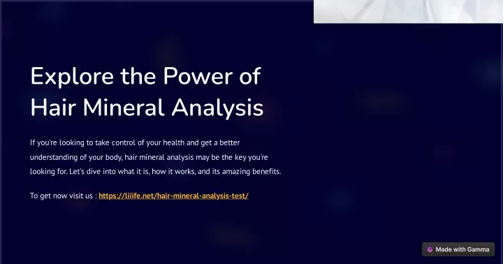 explore the power of hair mineral analysis