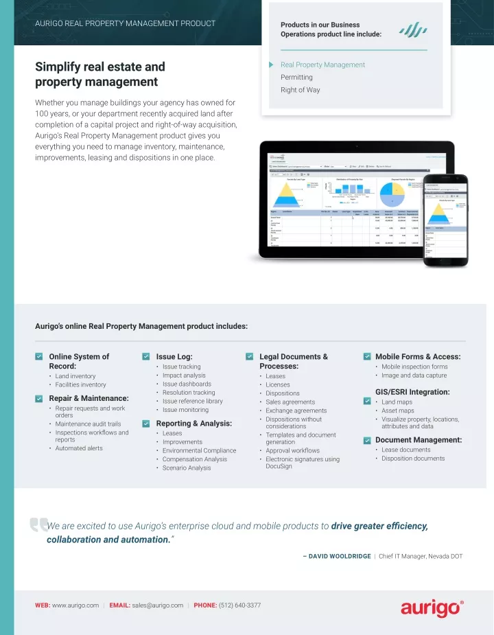 aurigo real property management product