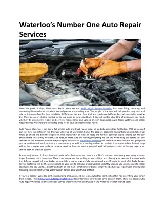 Waterloo’s Number One Auto Repair Services