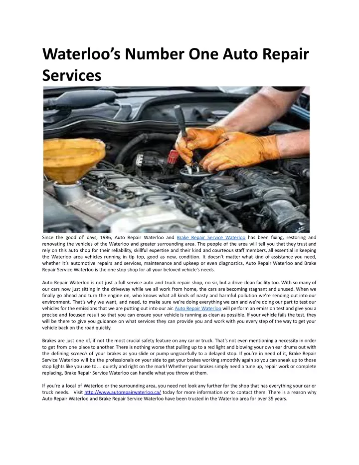 waterloo s number one auto repair services