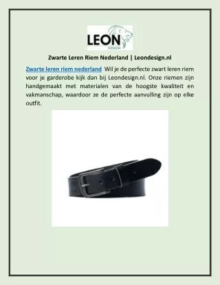 Zwarte Leren Riem Nederland | Leondesign.nl