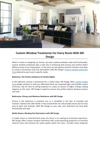 Custom Window Treatments For Every Room With ME Design
