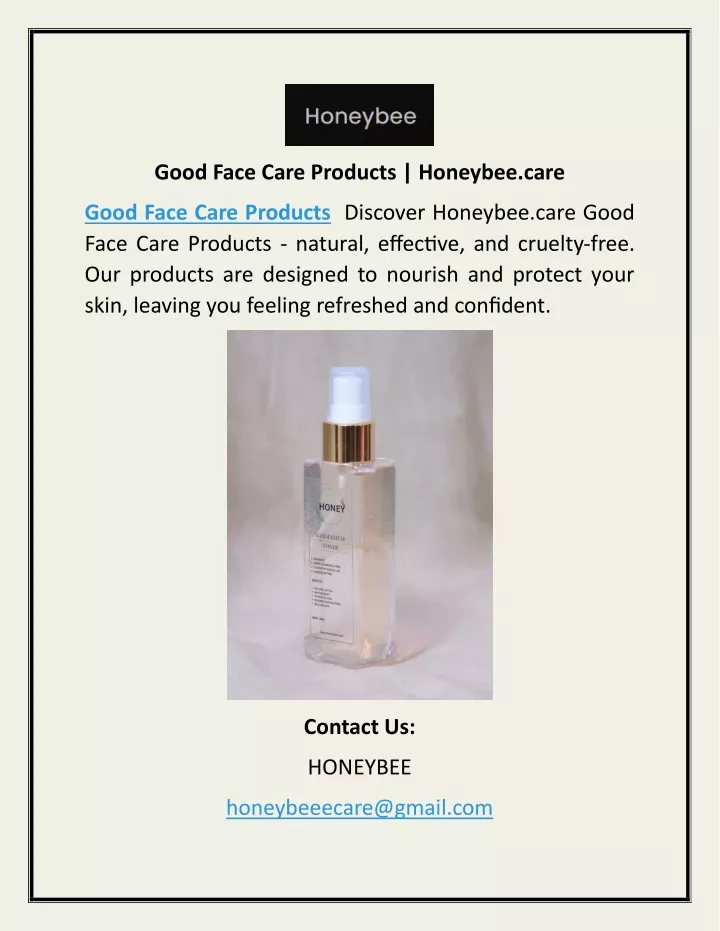 good face care products honeybee care
