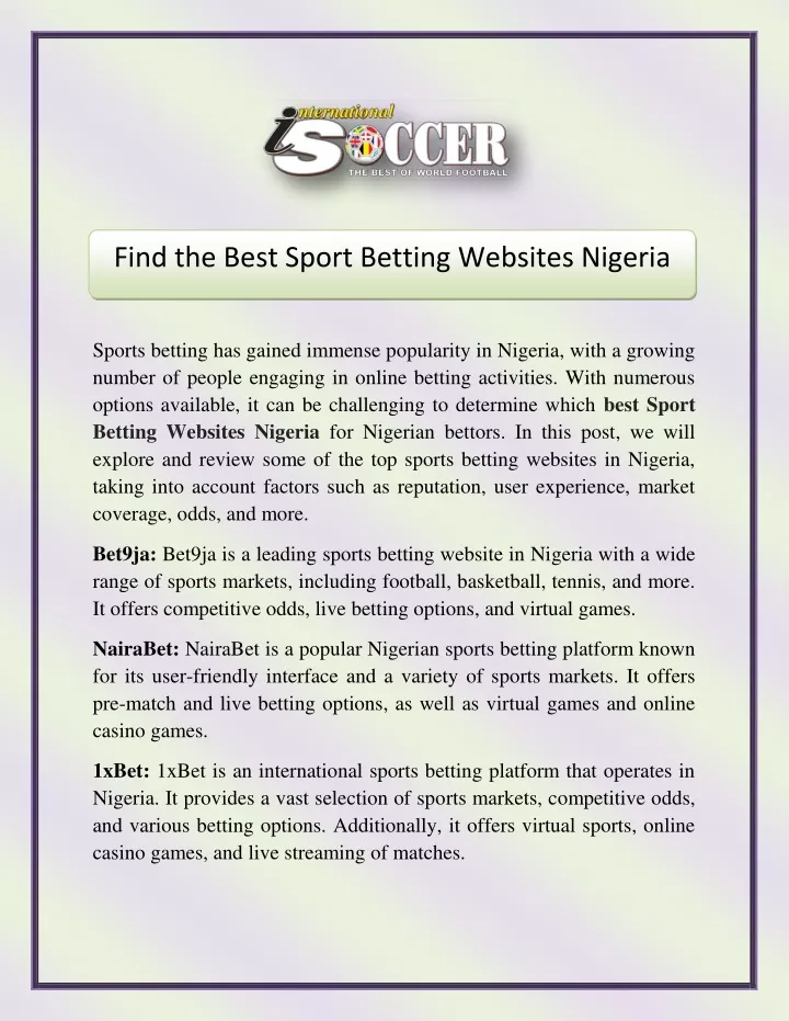 find the best sport betting websites nigeria