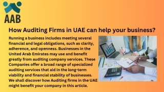 How Auditing Firms in UAE can help your business