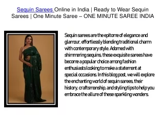 Sequin Sarees Online in India | Ready to Wear Sequin Sarees | One Minute Saree